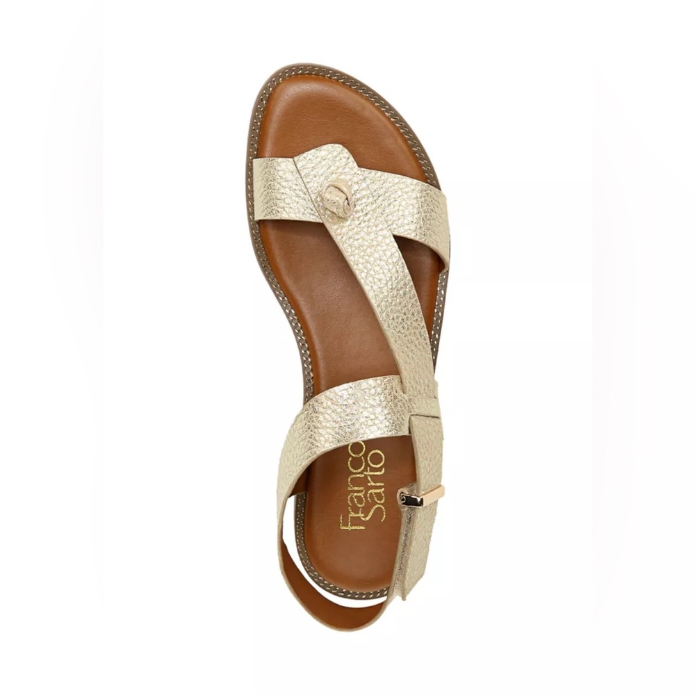 Franco Sarto Gold Leather Cross-Strap Sandal